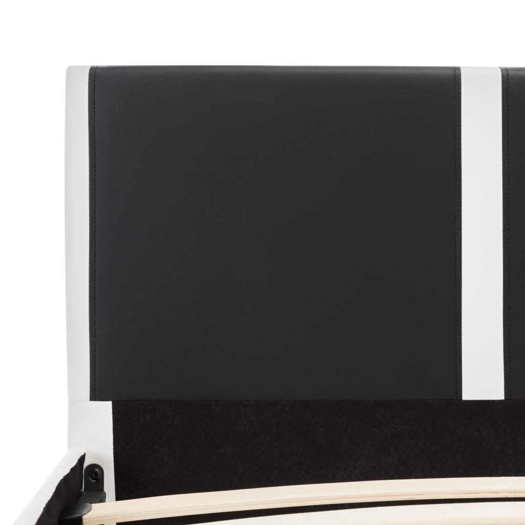 vidaXL Posteljni okvir črno in belo umetno usnje 150x200 cm