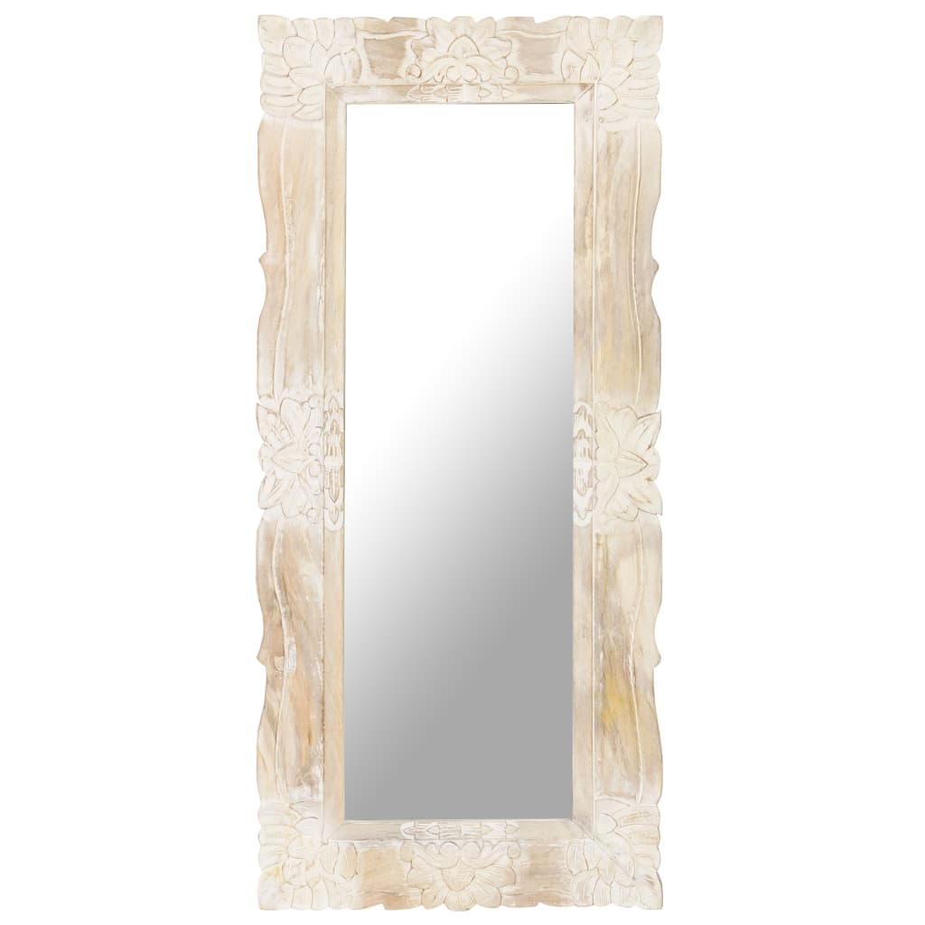 vidaXL Ogledalo belo 110x50 cm trden mangov les