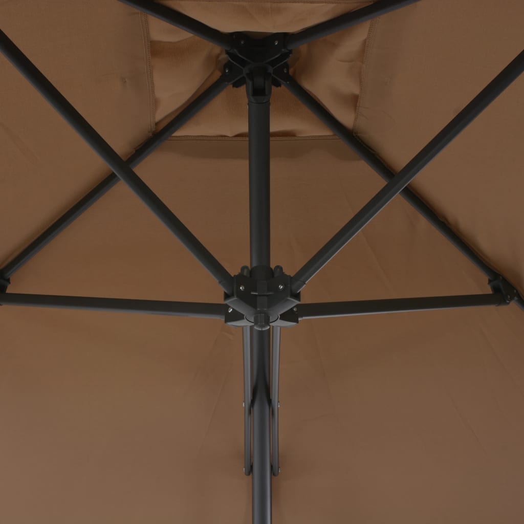 vidaXL Zunanji senčnik z jeklenim drogom 300 cm taupe