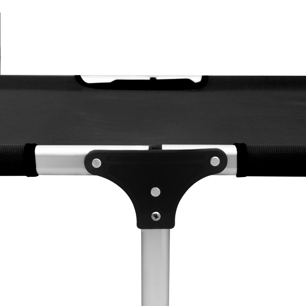 vidaXL Visok zložljiv ležalnik za starejše črn iz aluminija