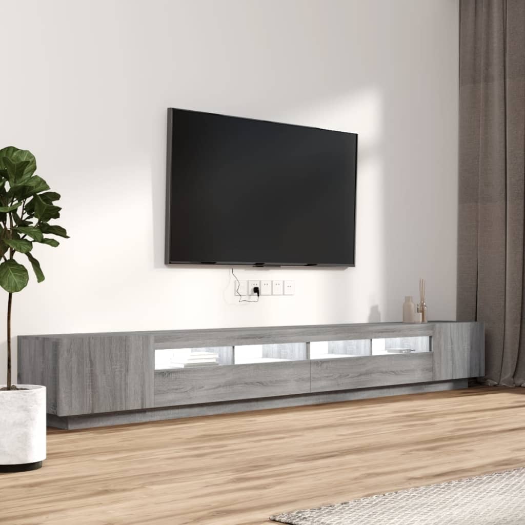 vidaXL Komplet TV omaric LED 3-delni siva sonoma inženirski les