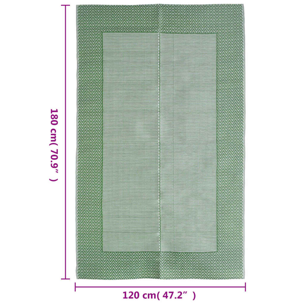 vidaXL Zunanja preproga zelena 120x180 cm PP