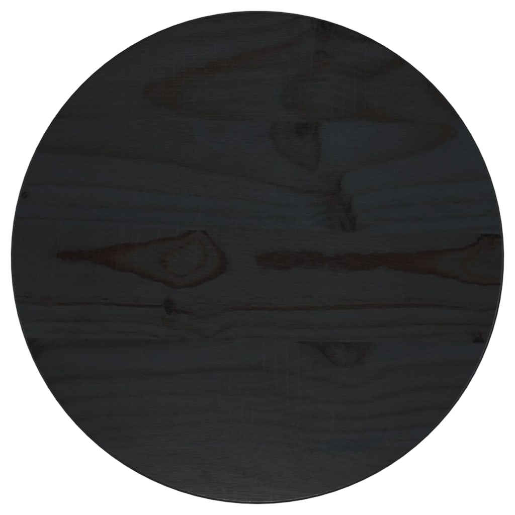 vidaXL Mizna plošča črna Ø30x2,5 cm trdna borovina