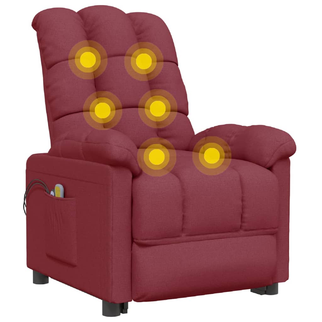 vidaXL Električni masažni stol vinsko rdeče blago