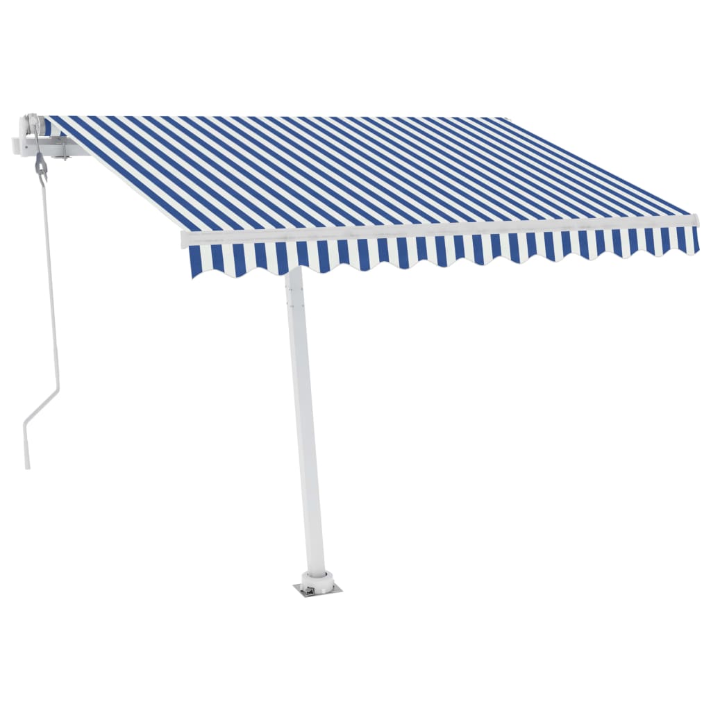 vidaXL Avtomatska tenda LED + senzor 300x250 cm modra in bela