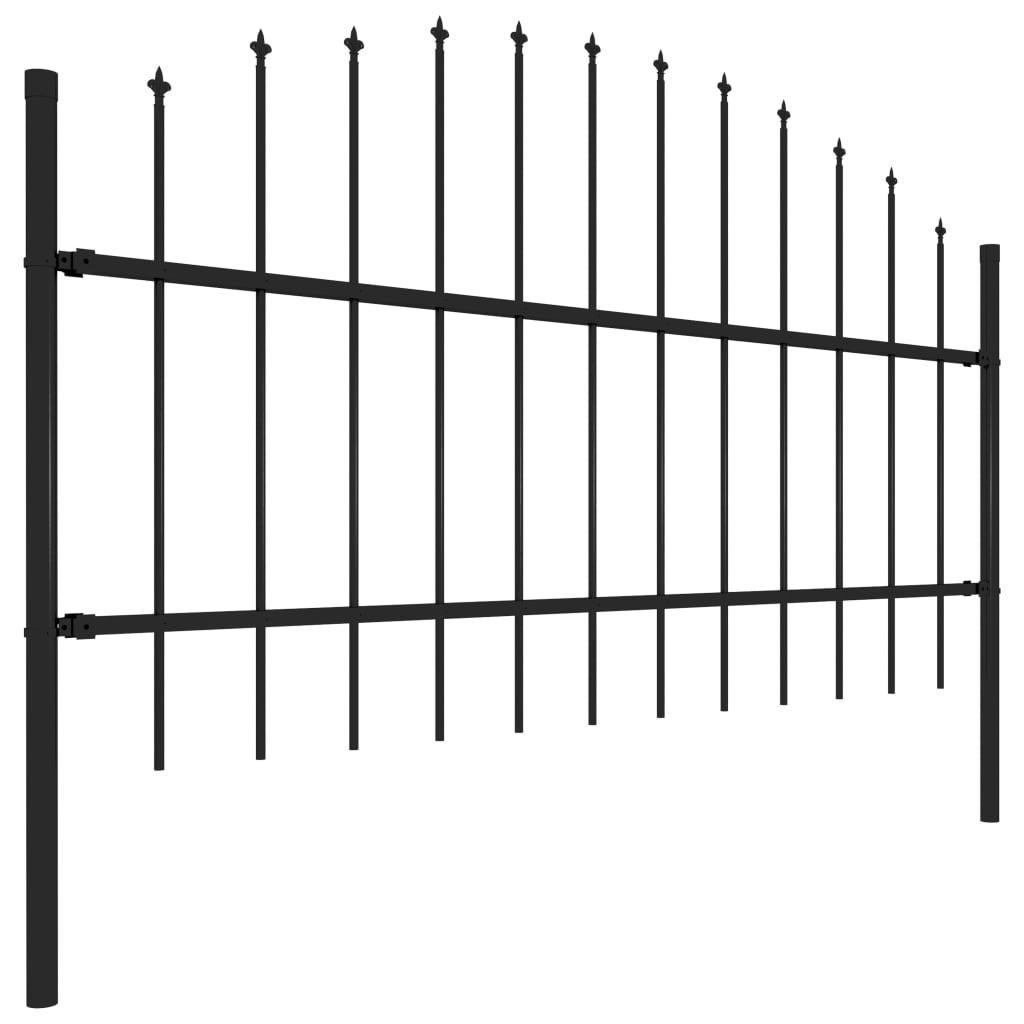 vidaXL Vrtna ograja s koničastimi vrhovi jeklo (0,75-1)x3,4 m črna