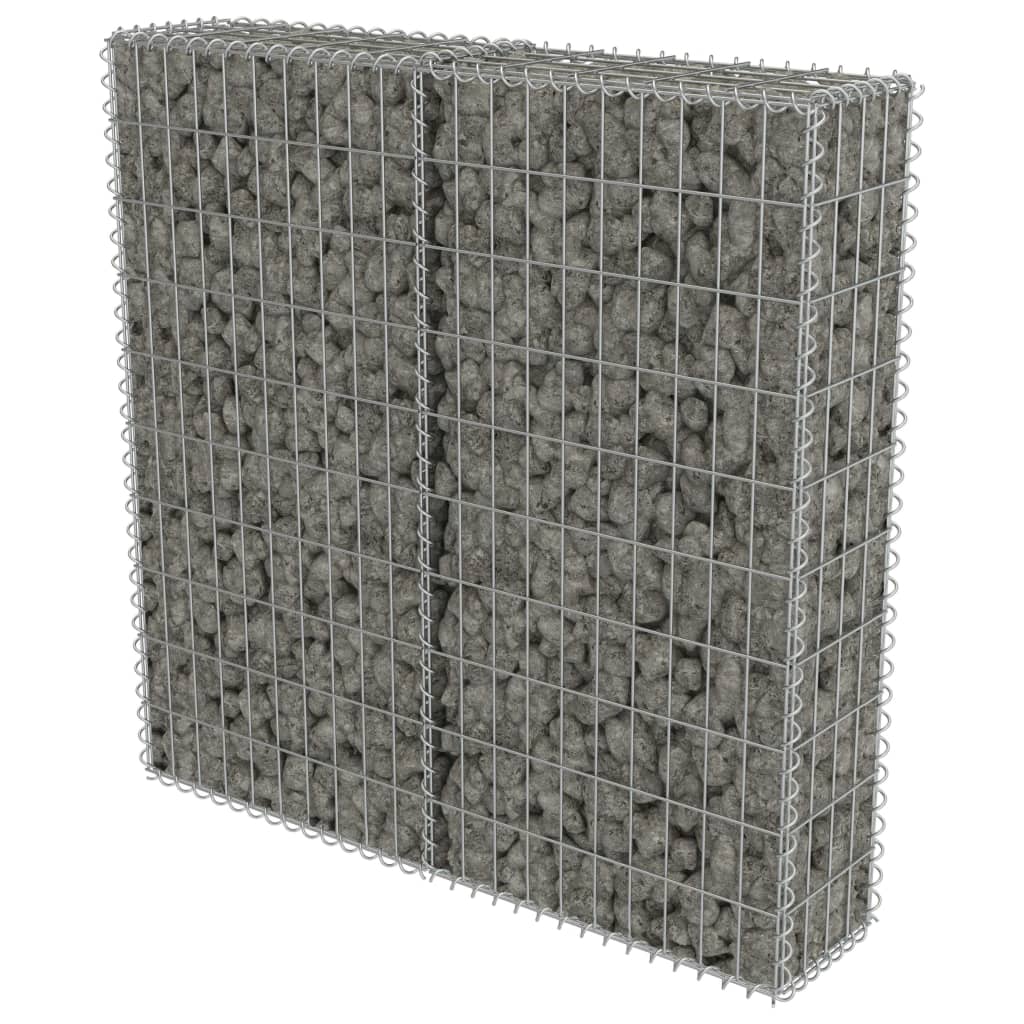 vidaXL Gabionska stena s pokrovi iz pocinkanega jekla 100x20x100 cm