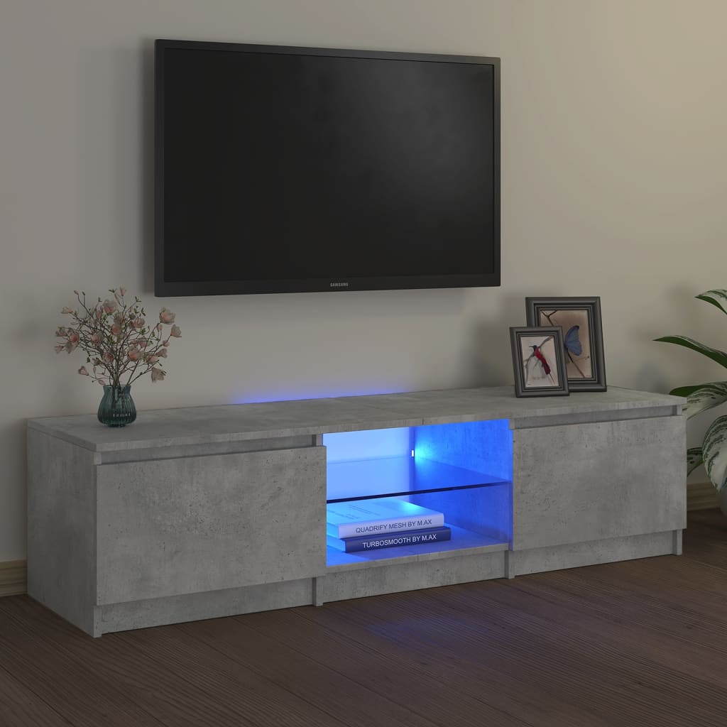 vidaXL TV omarica z LED lučkami betonsko siva 140x40x35,5 cm