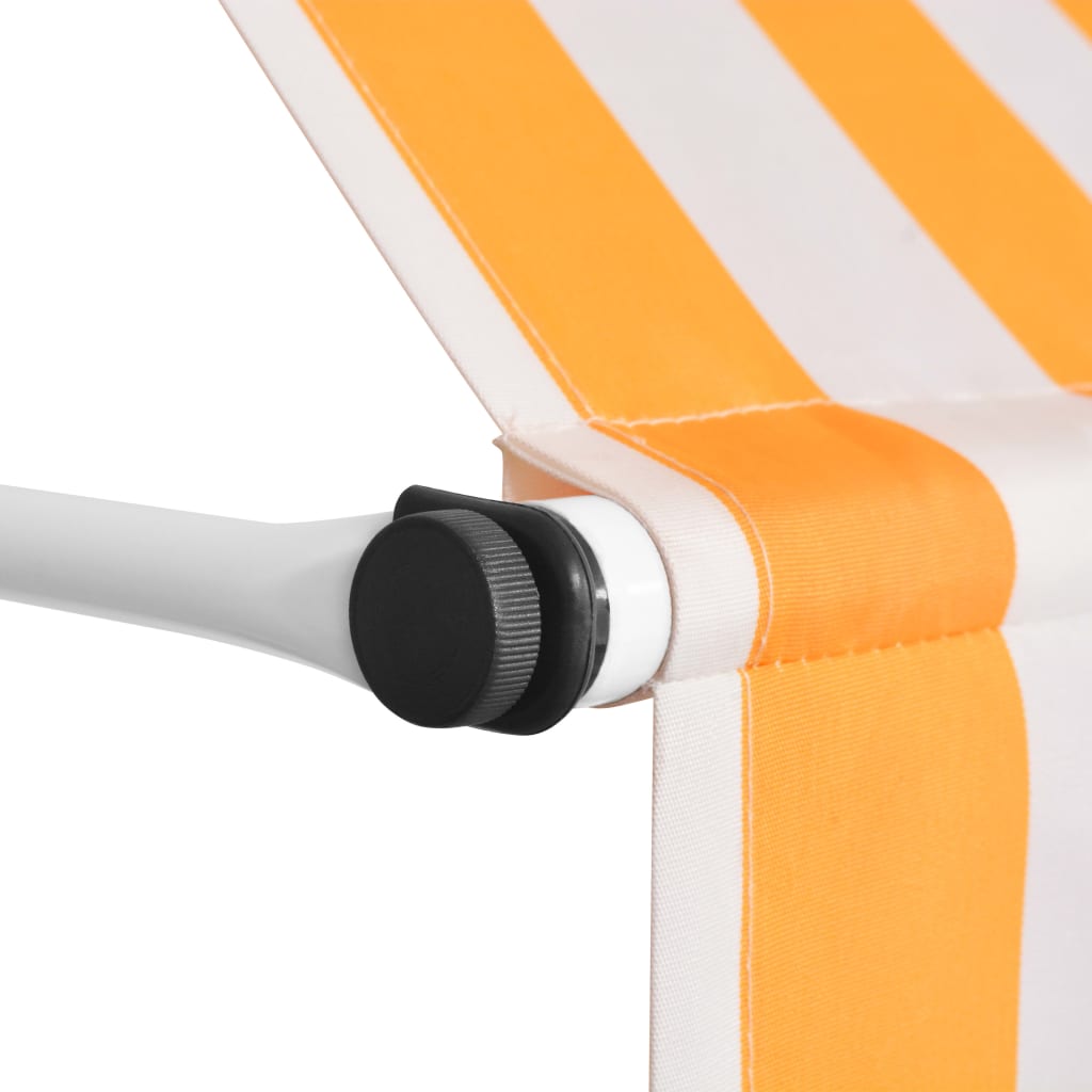 vidaXL Ročno zložljiva tenda 150 cm oranžne in bele črte