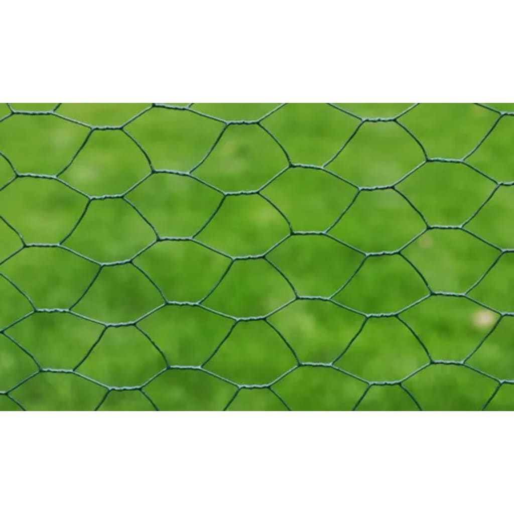 vidaXL Žična ograja pocinkana s PVC oblogo 25x1 m zelena