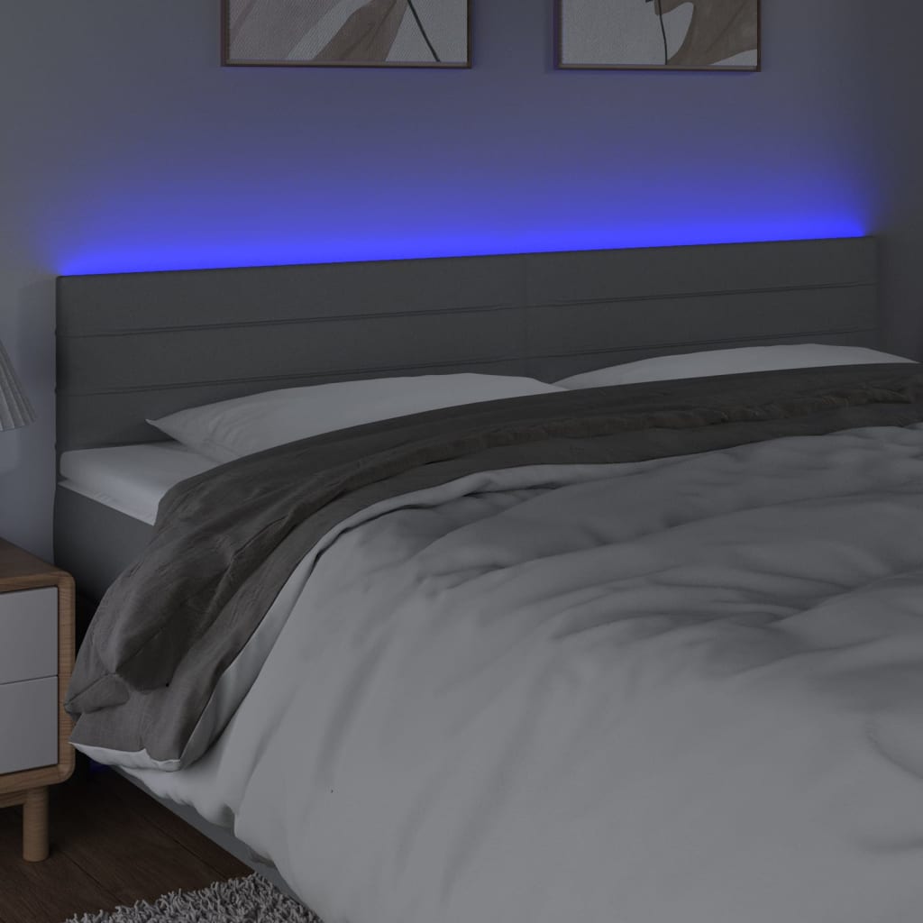 vidaXL LED posteljno vzglavje svetlo sivo 160x5x78/88 cm blago