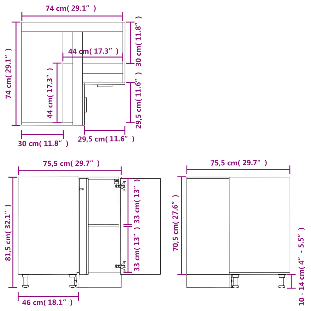 vidaXL Kuhinjska omarica rjavi hrast 75,5x75,5x81,5 cm inženirski les