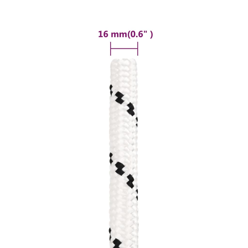 vidaXL Pletena vrv za čoln bela 16 mm x 25 m poliester