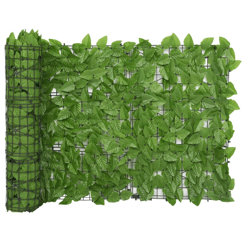 vidaXL Balkonsko platno za zasebnost z zelenimi listi 600x75 cm