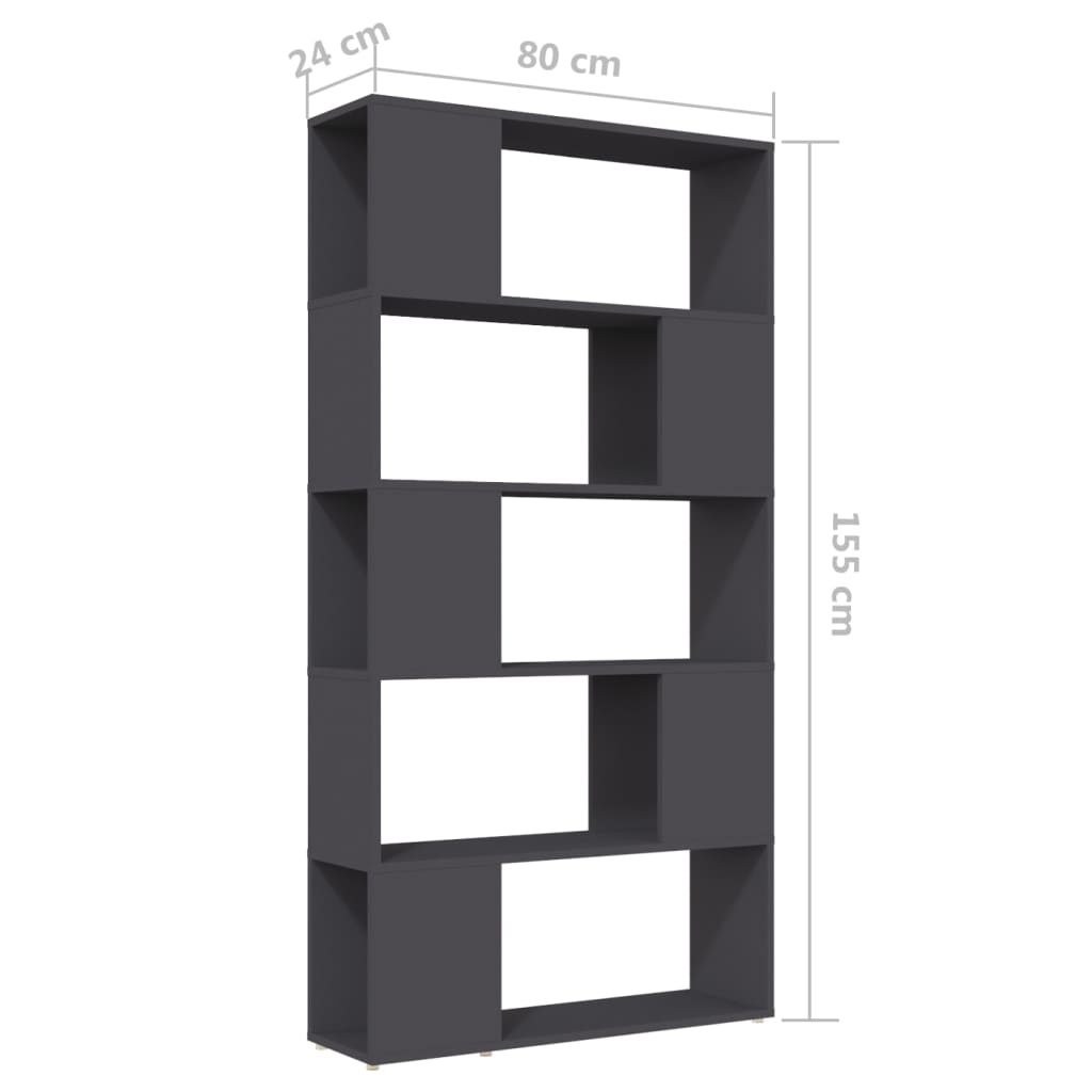 vidaXL Knjižna omara za razdelitev prostora siva 80x24x155 cm
