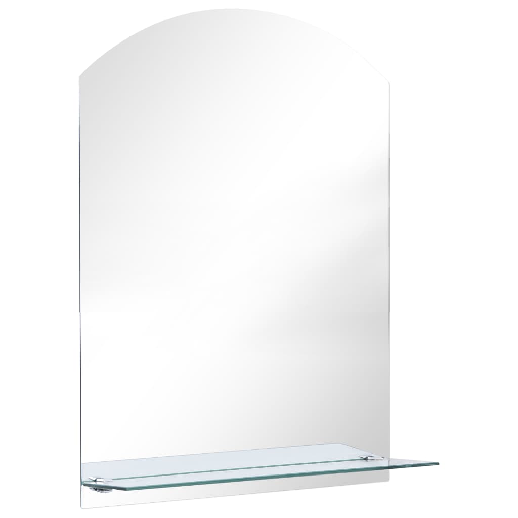 vidaXL Stensko ogledalo s polico 50x70 cm kaljeno steklo