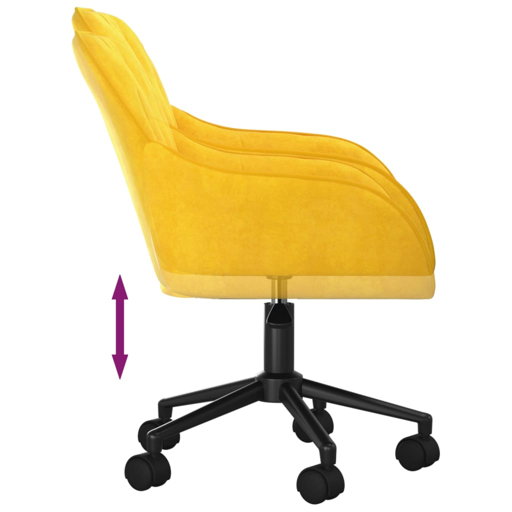 vidaXL Vrtljiv pisarniški stol rumen žamet