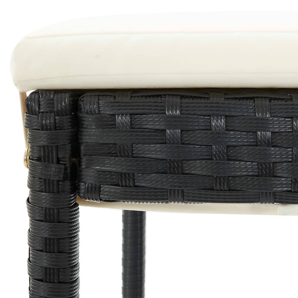 vidaXL Vrtni barski stolčki z blazinami 4 kosi črn poli ratan