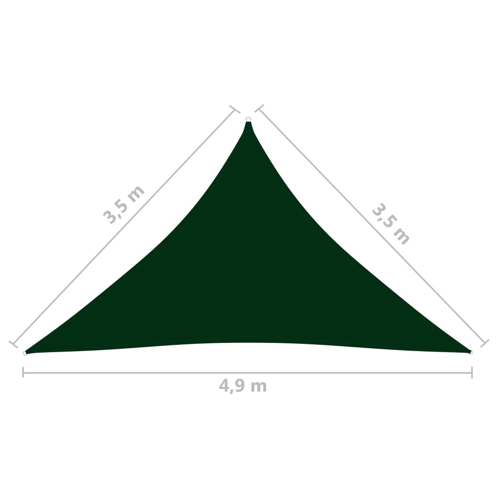 vidaXL Senčno jadro oksford blago trikotno 3,5x3,5x4,9 m temno zeleno