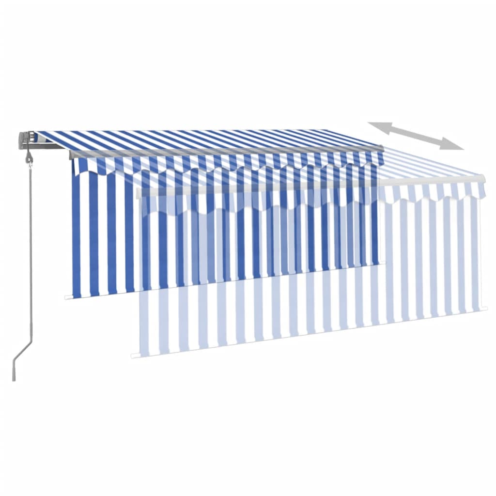 vidaXL Avtomatska tenda s senčilom LED + senzor 3x2,5 m modra in bela
