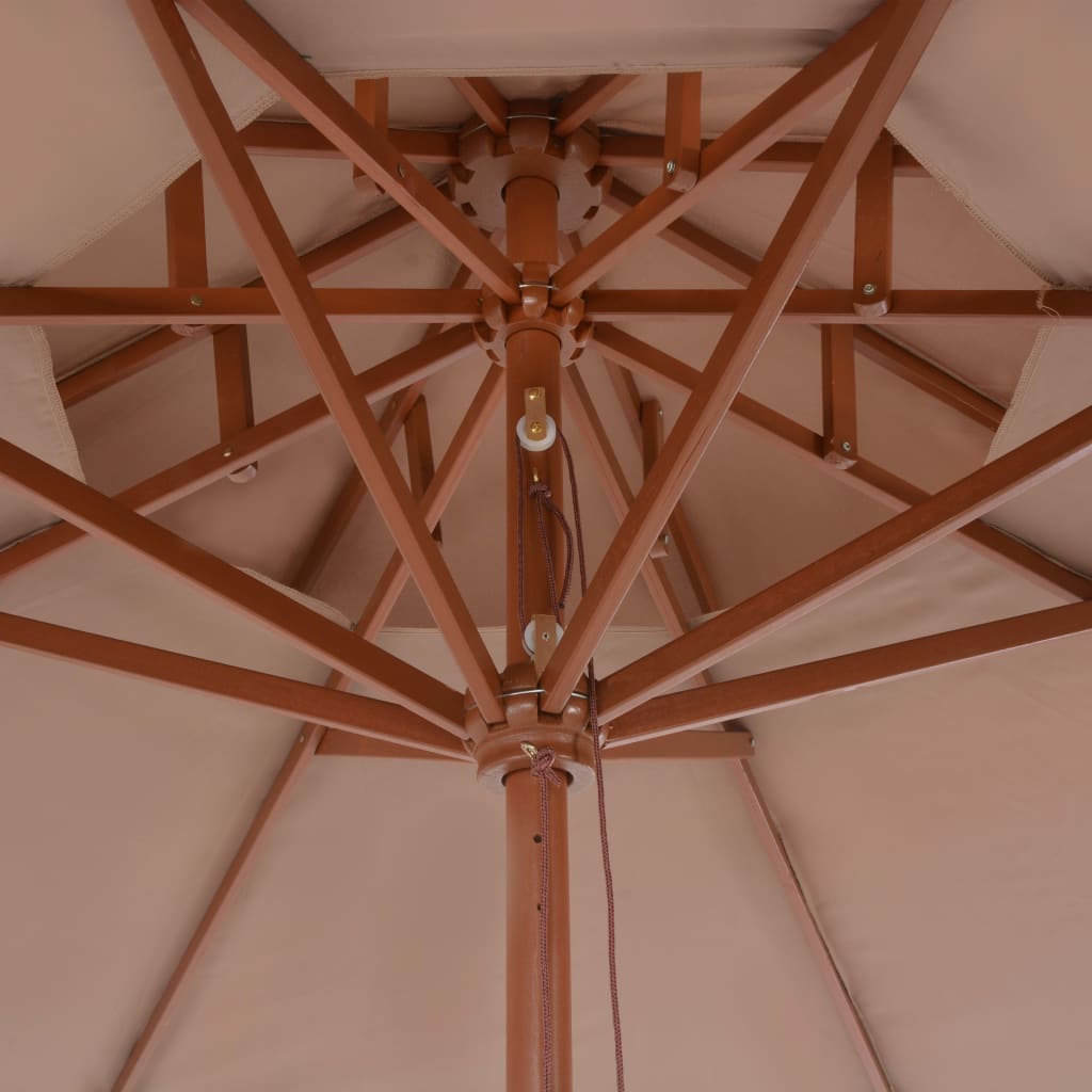 vidaXL Dvojni senčnik z lesenim drogom 270 cm taupe barve