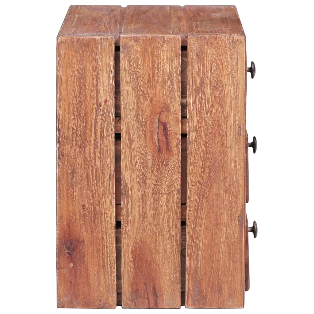 vidaXL Nočna omarica s 3 predali 35x25x35 cm trden predelan les