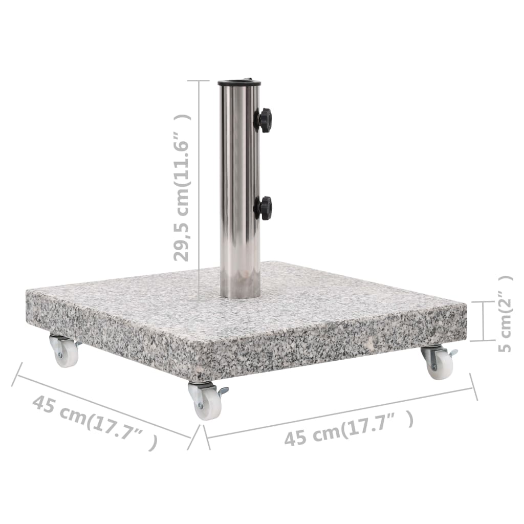 vidaXL Podstavek za senčnik granit 30 kg kvadraten siv