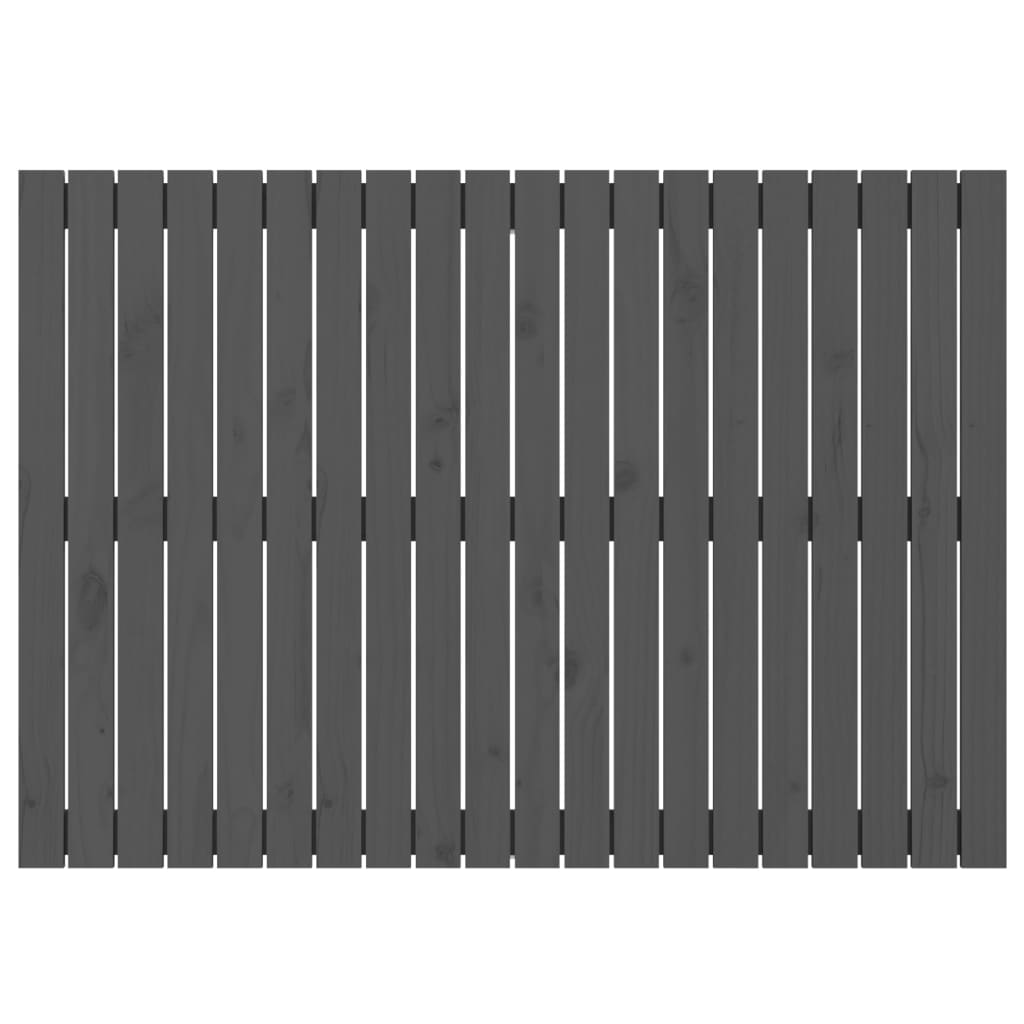 vidaXL Stensko posteljno vzglavje sivo 127,5x3x90 cm trdna borovina