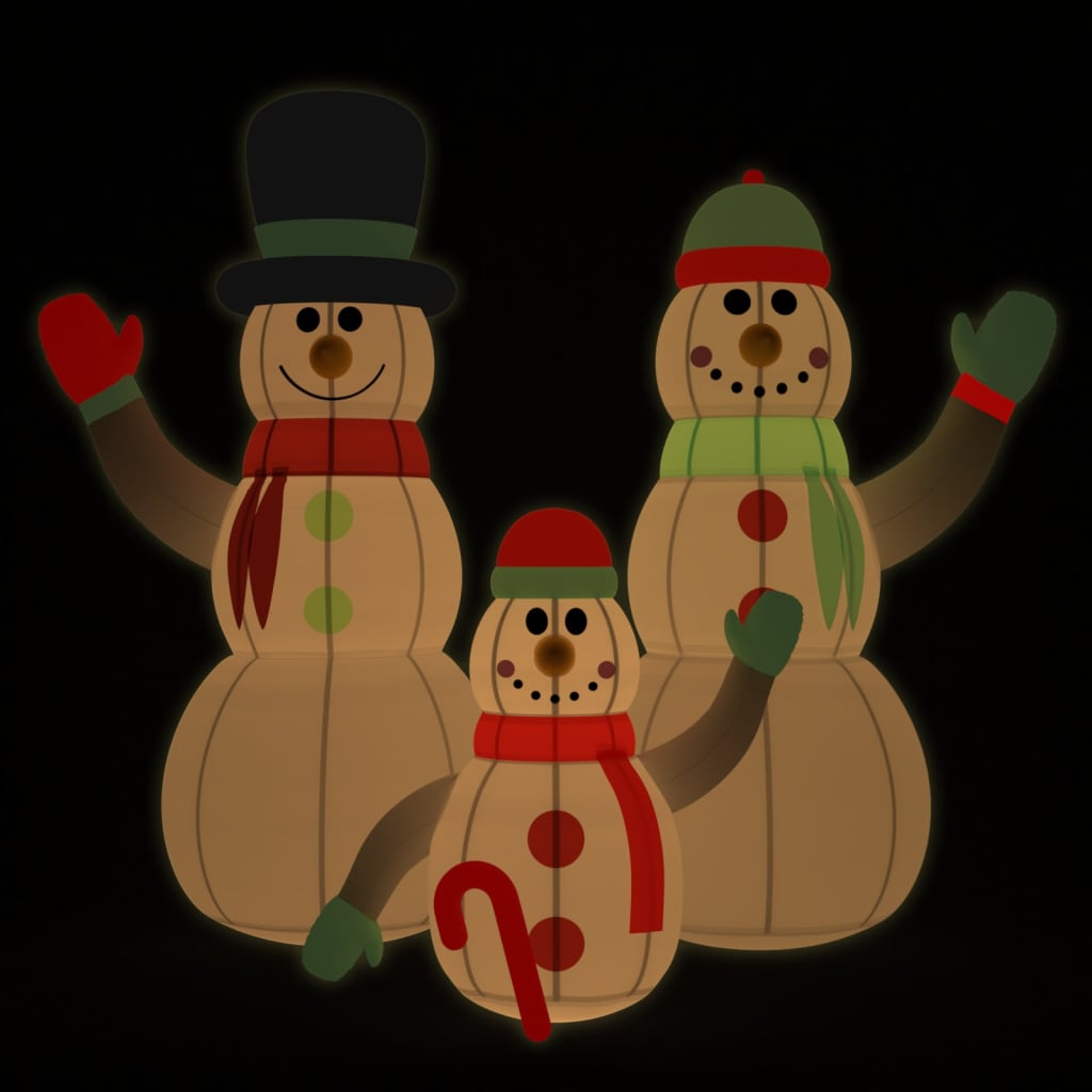 vidaXL Napihljiva družina snežakov z LED lučkami 500 cm
