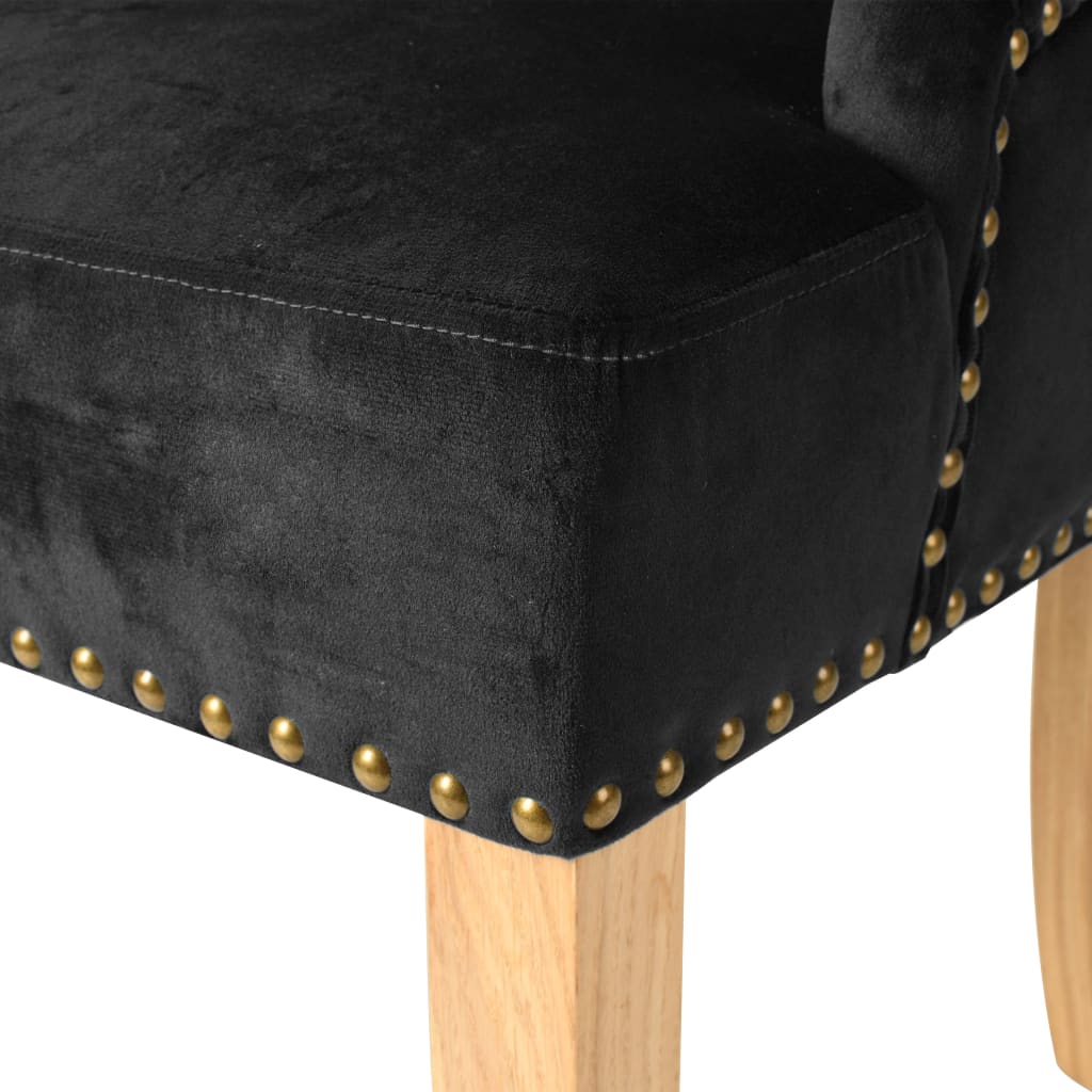 vidaXL Jedilni stoli 2 kosa črni iz trdne hrastovine in žameta
