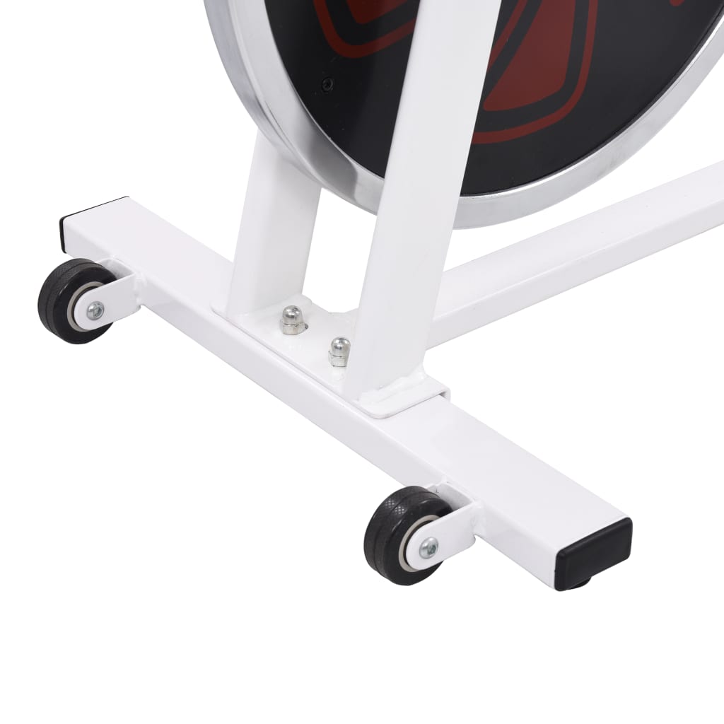 vidaXL Sobno kolo s senzorji za srčni utrip bele in rdeče barve