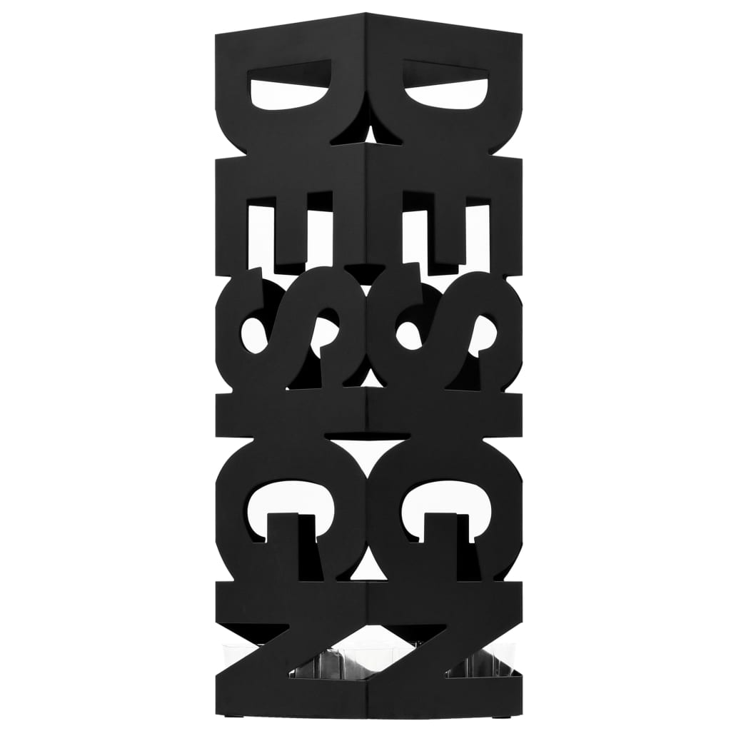 vidaXL Stojalo za dežnike iz jekla Design črne barve