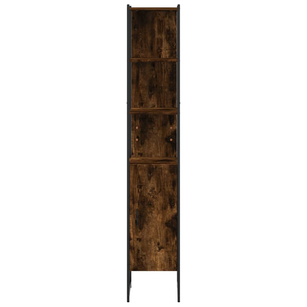 vidaXL Kopalniška omarica dimljeni hrast 33x33x185,5 cm inženirski les