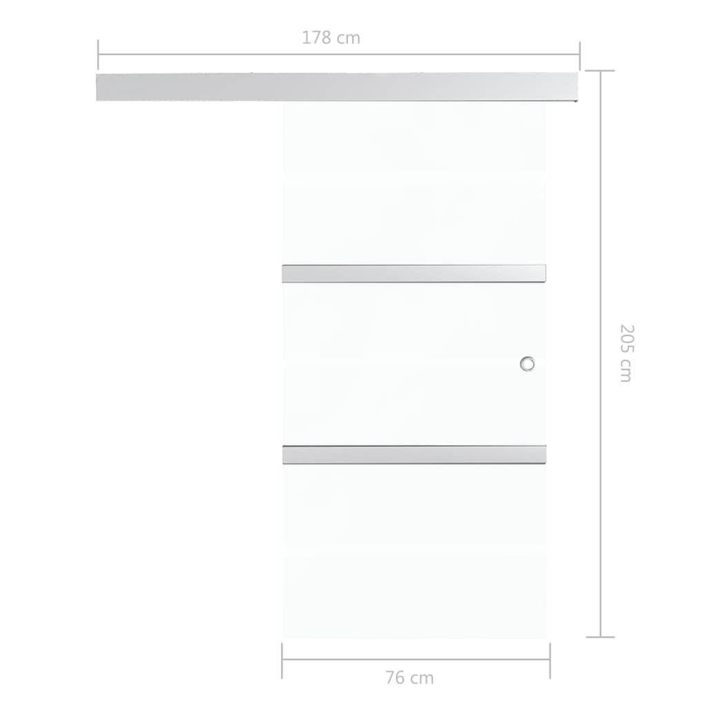 vidaXL Drsna vrata ESG steklo in aluminij 76x205 cm srebrna