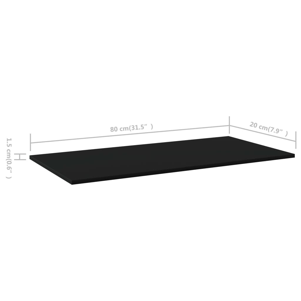 vidaXL Dodatne police za omaro 4 kosi črne 80x20x1,5 cm iverna plošča