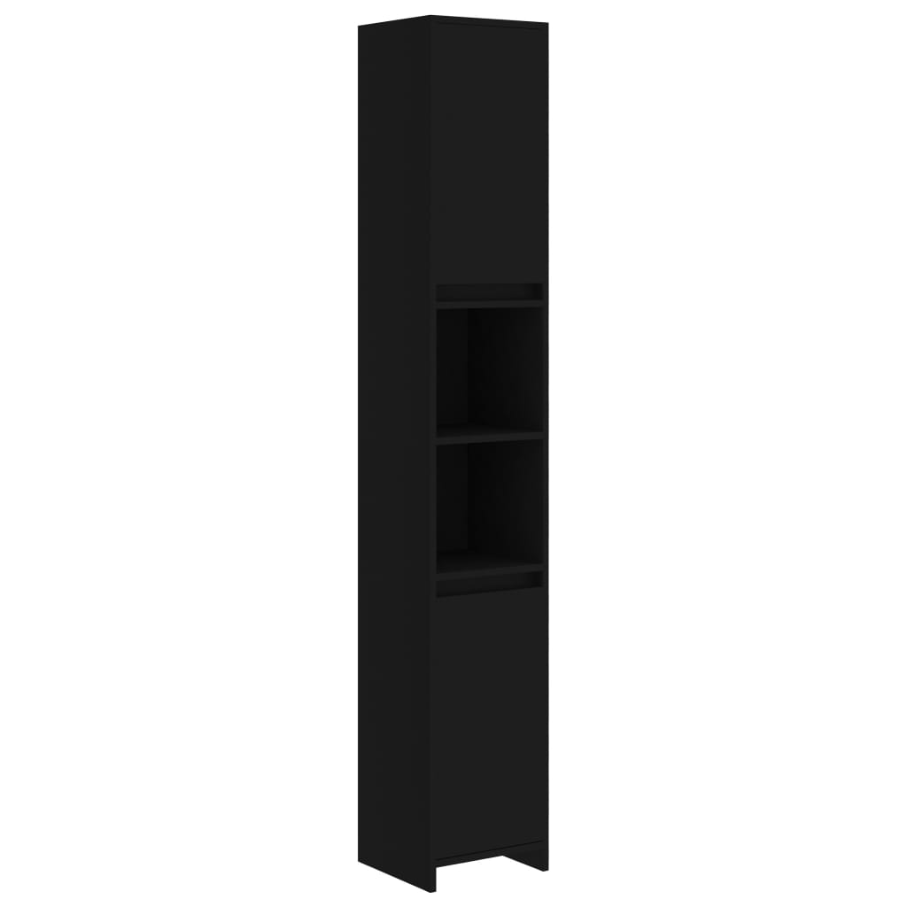vidaXL Kopalniška omarica črna 30x30x183,5 cm iverna plošča