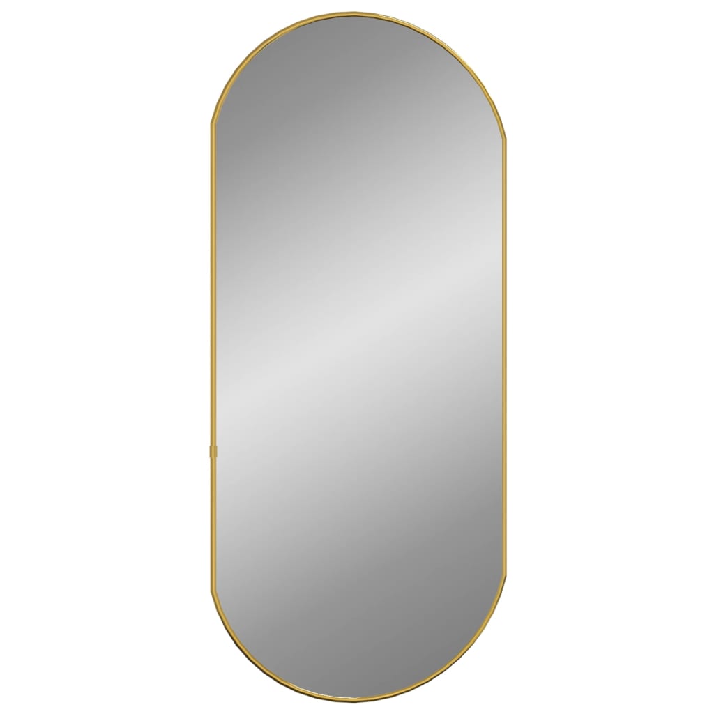 vidaXL Stensko ogledalo zlato 80x35 cm ovalno