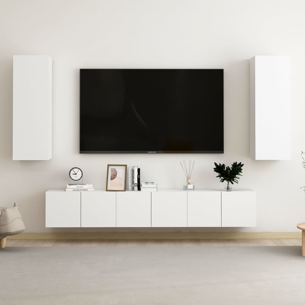 vidaXL Komplet TV omaric 5-delni bela iverna plošča