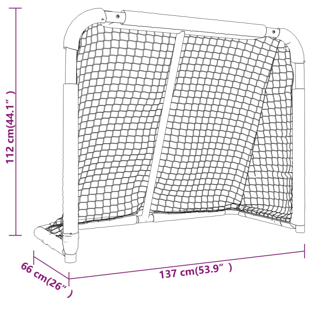 vidaXL Gol za hokej rdeč in bel 137x66x112 cm poliester