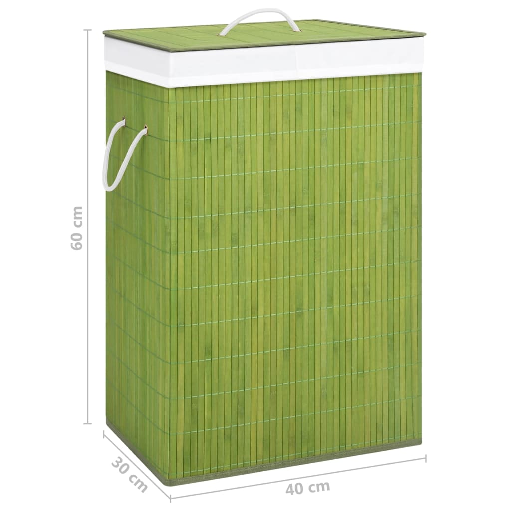 vidaXL Košara za perilo iz bambusa 2-delna zelena 72 L