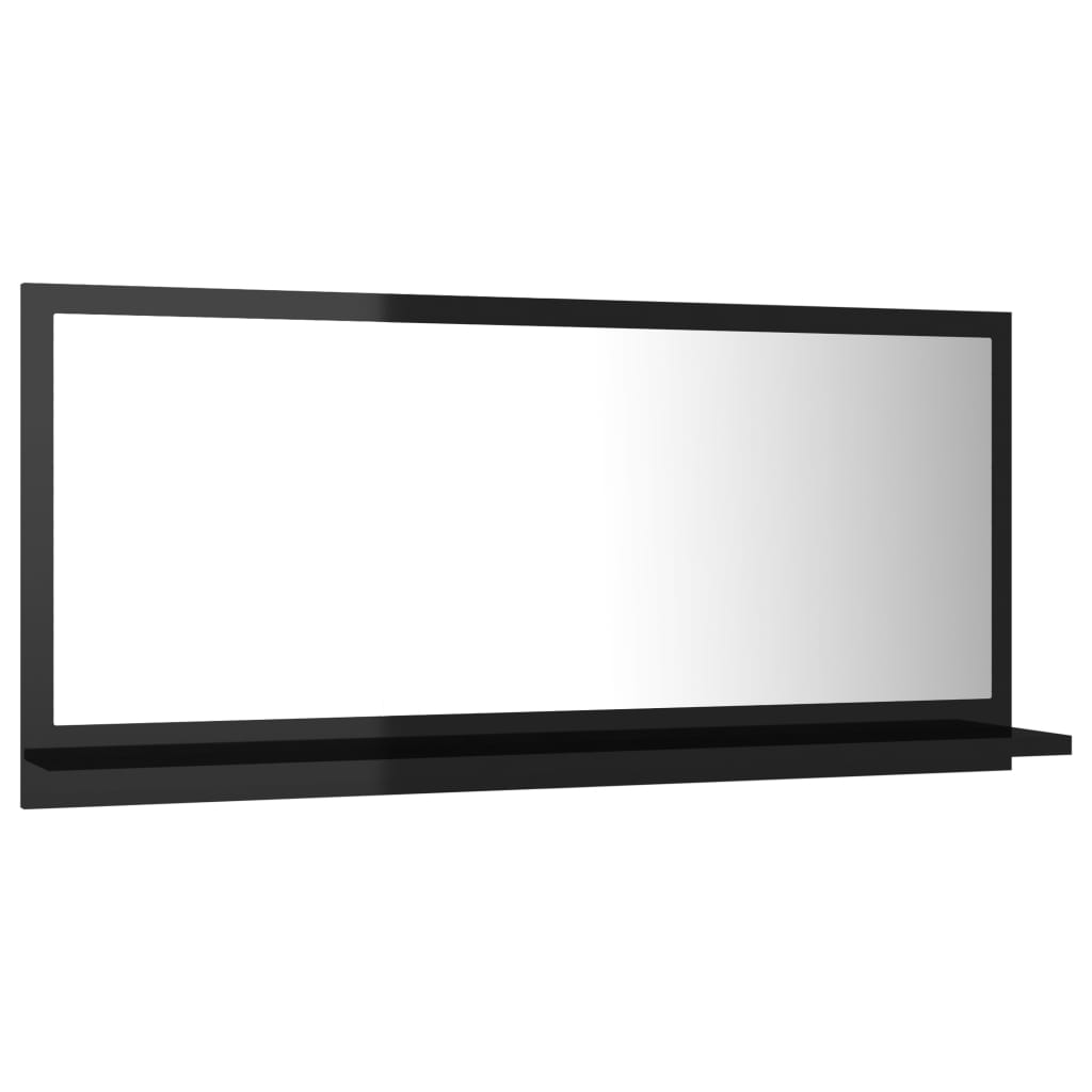 vidaXL Kopalniško ogledalo visok sijaj črno 80x10,5x37 cm iverna pl.