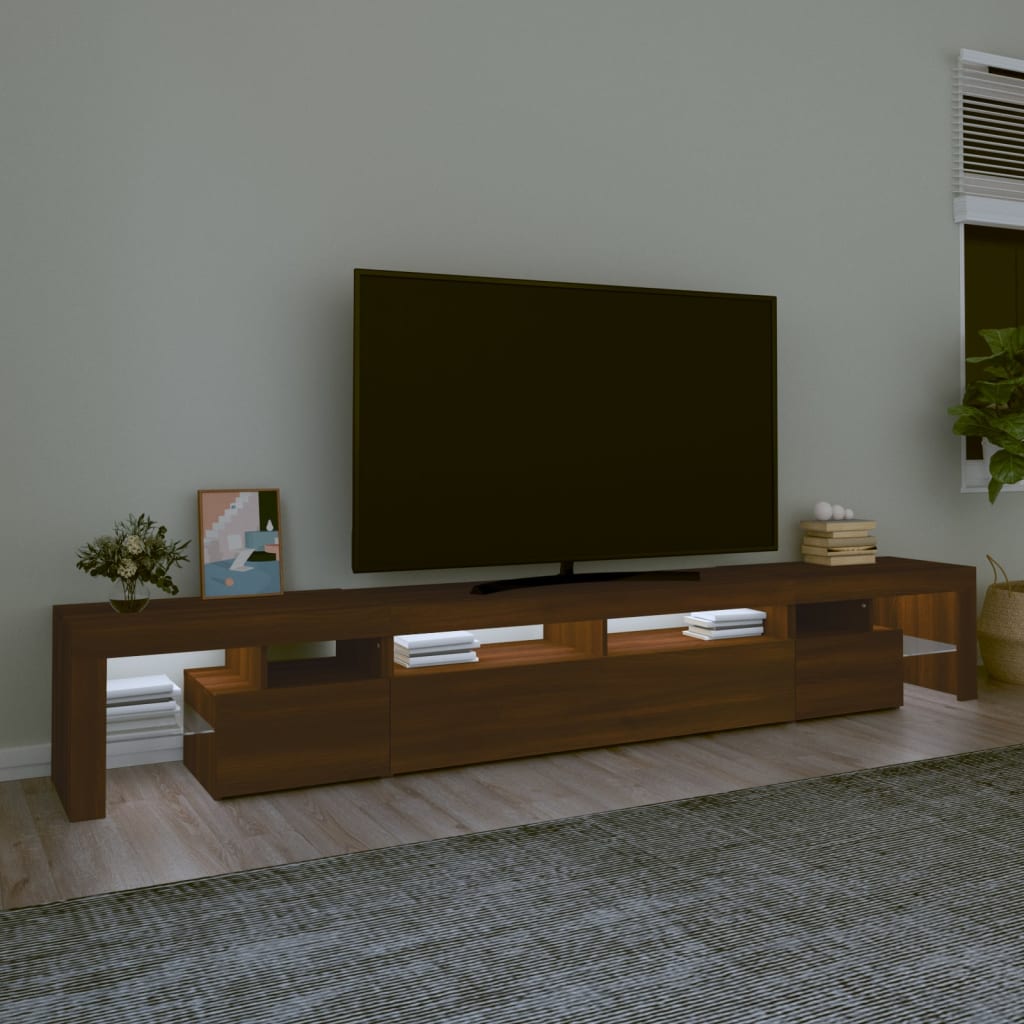 vidaXL TV omarica z LED lučkami rjav hrast 260x36,5x40 cm