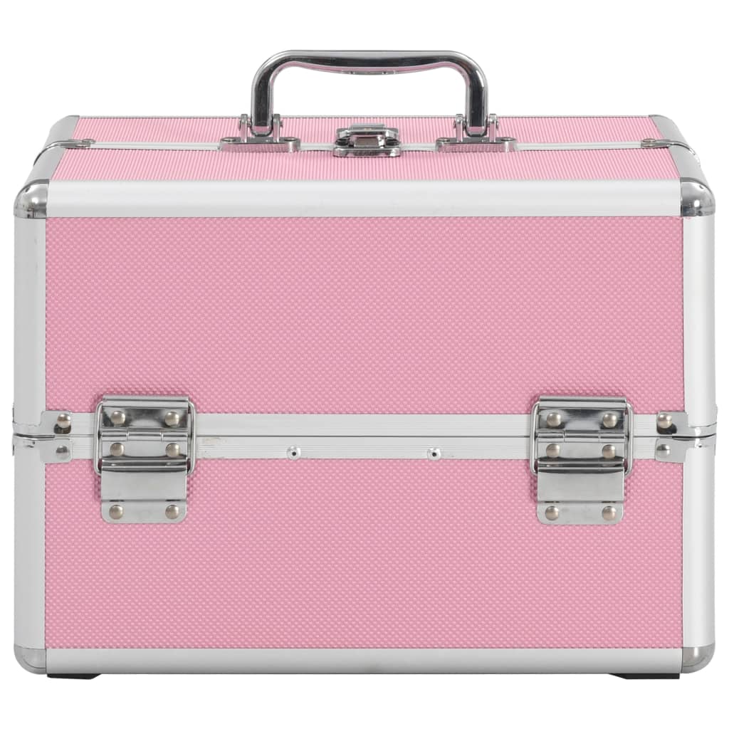 vidaXL Kovček za ličila 22x30x21 cm roza aluminij