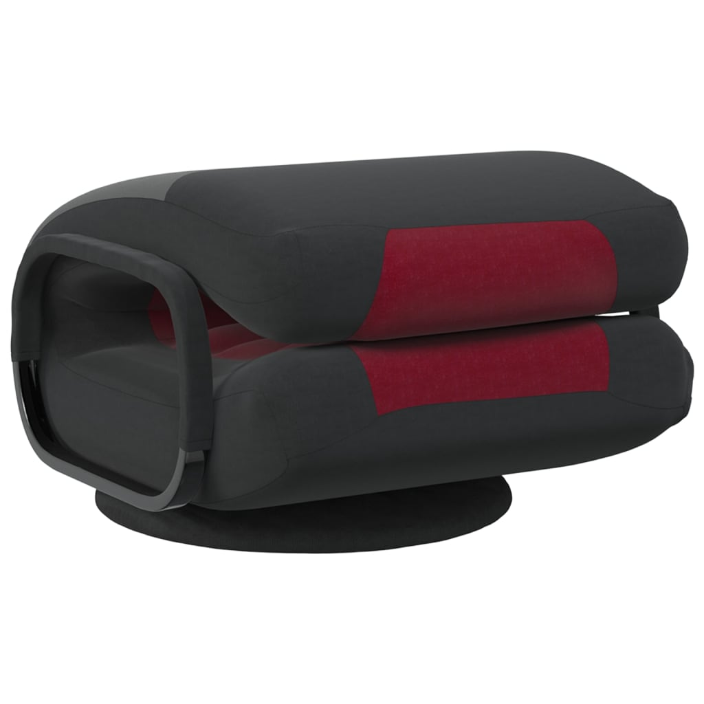 vidaXL Vrtljiv talni stol črno in vinsko rdeče blago