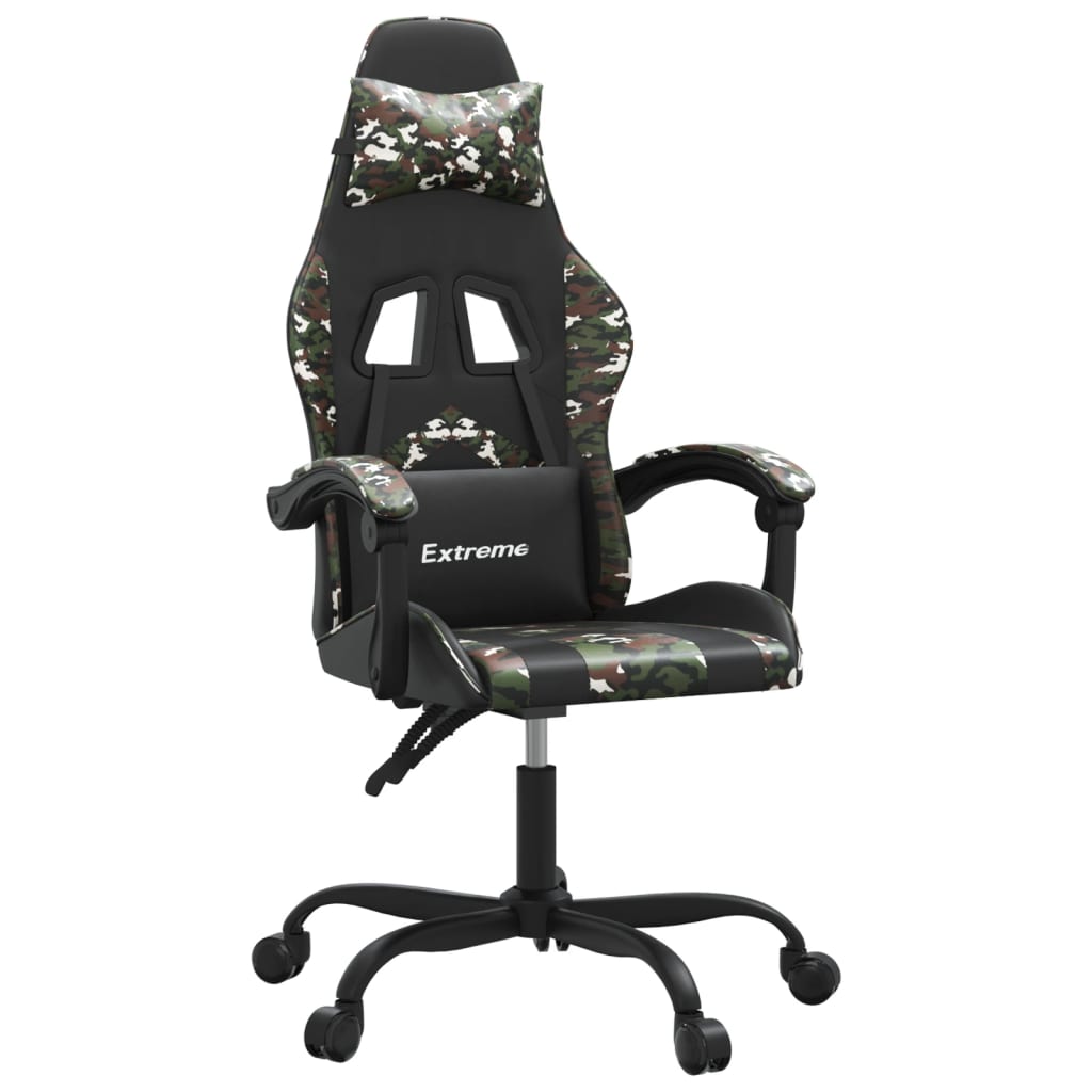 vidaXL Gaming stol črno in kamuflažno umetno usnje