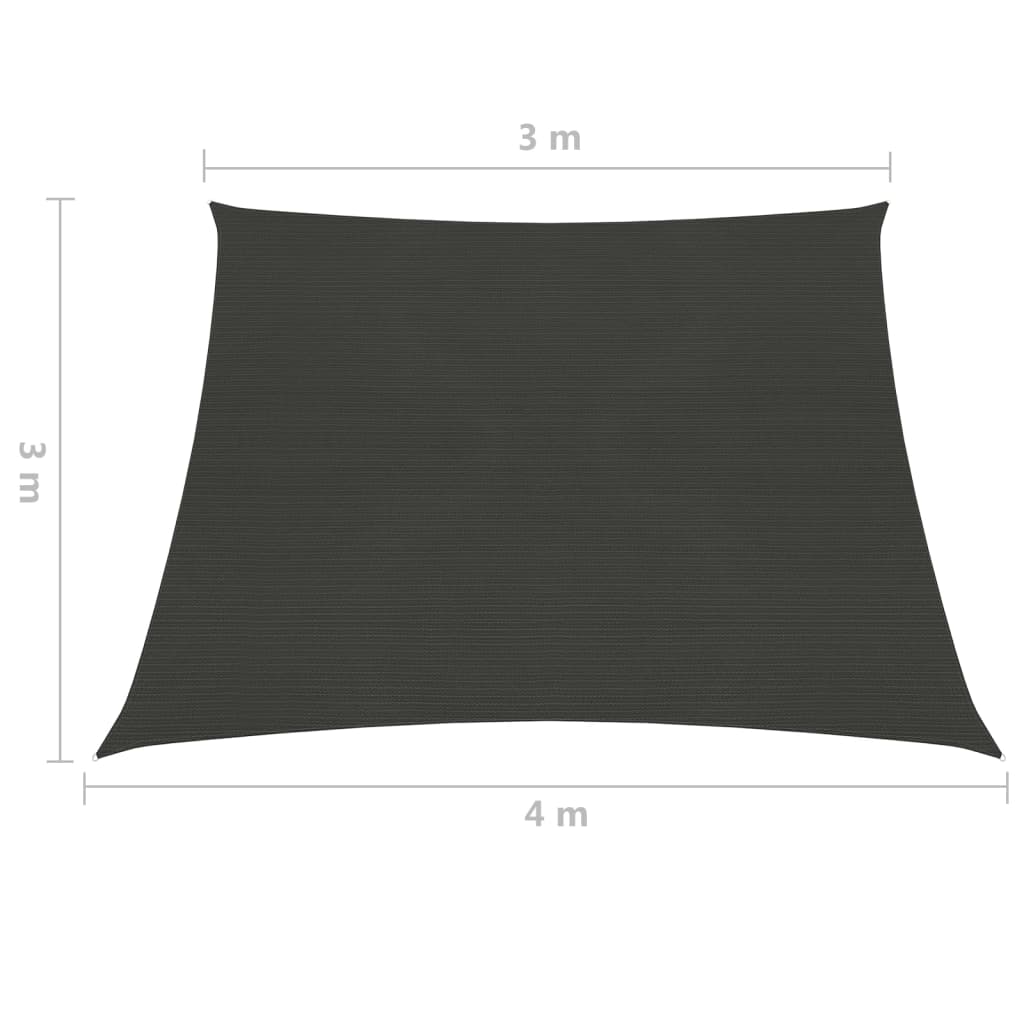 vidaXL Senčno jadro 160 g/m² antracit 3/4x3 m HDPE