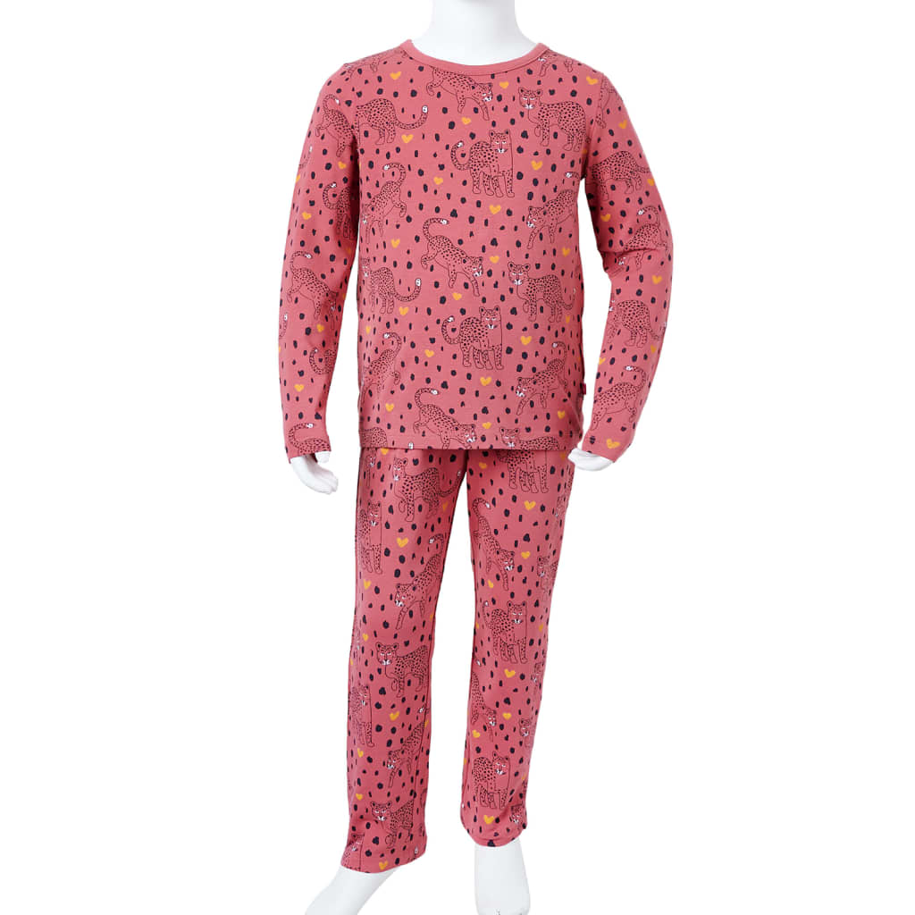 Otroška pižama z dolgimi rokavi starinsko roza 92