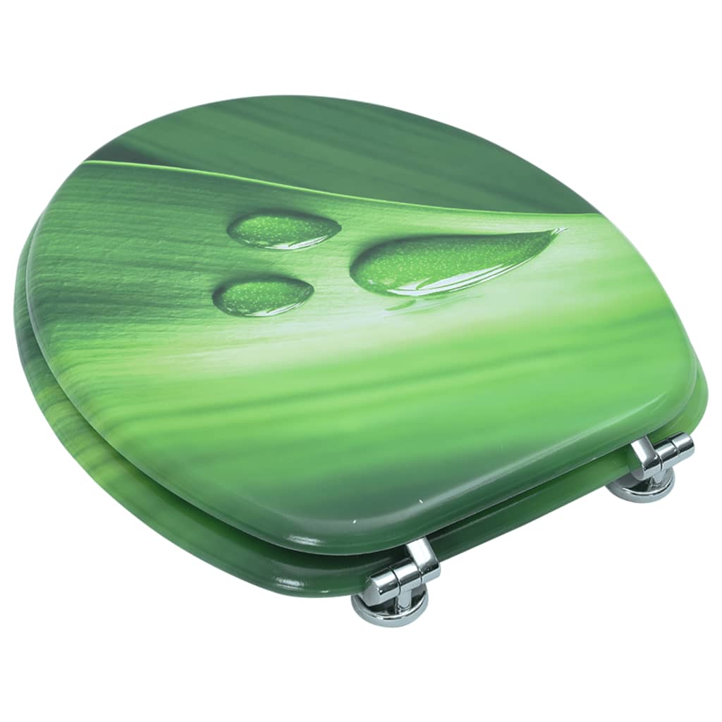vidaXL Deska za WC školjko MDF zelena dizajn vodne kapljice