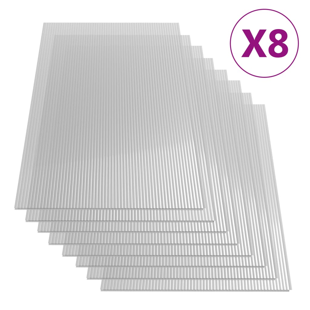 vidaXL Polikarbonatne plošče 8 kosov 4 mm 121x60 cm