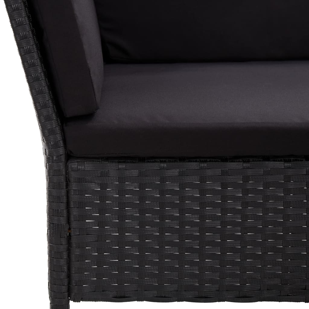 vidaXL Vrtna sedežna garnitura z blazinami 8-delna poli ratan črna